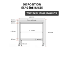 Table de travail en inox 1200x600 mm avec plaque de découpe blanche et renfort sur roulettes PREMIUM - GOLDINOX