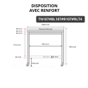 Table de travail en inox 1000x700 mm avec plaque de découpe blanche et renfort sur roulettes PREMIUM - GOLDINOX