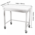 Table de travail en inox 1200x700 mm avec plaque de découpe blanche et renfort sur roulettes PREMIUM - GOLDINOX