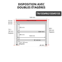 Table de travail en inox 1500x500 mm avec plaque de découpe rouge et 2 étagères PREMIUM - GOLDINOX