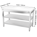Table de travail en inox 1500x500 mm avec plaque de découpe blanche et 2 étagères PREMIUM - GOLDINOX