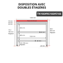 Table de travail en inox 1600x600 mm avec plaque de découpe rouge et 2 étagères PREMIUM - GOLDINOX