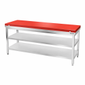 Table de travail en inox 1800x600 mm avec plaque de découpe rouge et 2 étagères PREMIUM - GOLDINOX