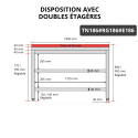 Table de travail en inox 1800x600 mm avec plaque de découpe rouge et 2 étagères PREMIUM - GOLDINOX