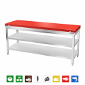 Table de travail en inox 2000x600 mm avec plaque de découpe rouge et 2 étagères PREMIUM - GOLDINOX