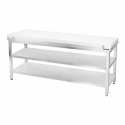 Table de travail en inox 2000x600 mm avec plaque de découpe blanche et 2 étagères PREMIUM - GOLDINOX