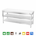 Table de travail en inox 2000x600 mm avec plaque de découpe blanche et 2 étagères PREMIUM - GOLDINOX
