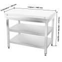 Table de travail en inox 1000x700 mm avec plaque de découpe blanche et 2 étagères PREMIUM - GOLDINOX
