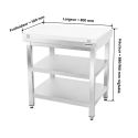 Table de travail en inox 800x500 mm avec plaque de découpe blanche et 2 étagères PREMIUM - GOLDINOX