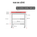 Table de travail en inox 1200x500 mm avec plaque de découpe rouge et 2 étagères sur roulettes PREMIUM - GOLDINOX