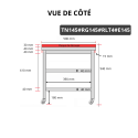 Table de travail en inox 1400x500 mm avec plaque de découpe rouge et 2 étagères sur roulettes PREMIUM - GOLDINOX