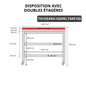 Table de travail en inox 1600x500 mm avec plaque de découpe rouge et 2 étagères sur roulettes PREMIUM - GOLDINOX