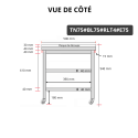 Table de travail en inox 700x500 mm avec plaque de découpe blanche et 2 étagères sur roulettes PREMIUM - GOLDINOX