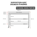 Table de travail en inox 1800x500 mm avec plaque de découpe blanche et 2 étagères sur roulettes PREMIUM - GOLDINOX