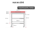 Table de travail en inox 600x600 mm avec plaque de découpe rouge et 2 étagères sur roulettes PREMIUM - GOLDINOX