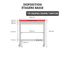 Table de travail en inox 1000x600 mm avec plaque de découpe rouge et 2 étagères sur roulettes PREMIUM - GOLDINOX
