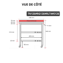 Table de travail en inox 1200x600 mm avec plaque de découpe rouge et 2 étagères sur roulettes PREMIUM - GOLDINOX