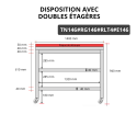 Table de travail en inox 1400x600 mm avec plaque de découpe rouge et 2 étagères sur roulettes PREMIUM - GOLDINOX