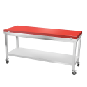 Table de travail en inox 1800x600 mm avec plaque de découpe rouge et 2 étagères sur roulettes PREMIUM - GOLDINOX