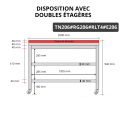 Table de travail en inox 2000x600 mm avec plaque de découpe rouge et 2 étagères sur roulettes PREMIUM - GOLDINOX