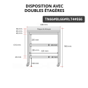 Table de travail en inox 600x600 mm avec plaque de découpe blanche et 2 étagères sur roulettes PREMIUM - GOLDINOX