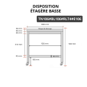 Table de travail en inox 1000x600 mm avec plaque de découpe blanche et 2 étagères sur roulettes PREMIUM - GOLDINOX