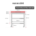 Table de travail en inox 1800x700 mm avec plaque de découpe rouge et 2 étagères sur roulettes PREMIUM - GOLDINOX