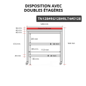 Table de travail en inox 1200x800 mm avec plaque de découpe rouge et 2 étagères sur roulettes PREMIUM - GOLDINOX