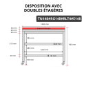 Table de travail en inox 1400x800 mm avec plaque de découpe rouge et 2 étagères sur roulettes PREMIUM - GOLDINOX