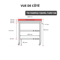 Table de travail en inox 1500x800 mm avec plaque de découpe rouge et 2 étagères sur roulettes PREMIUM - GOLDINOX