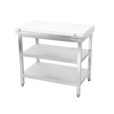 Table de travail en inox 700x700 mm avec plaque de découpe blanche et 2 étagères PREMIUM - GOLDINOX