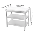Table de travail en inox 700x700 mm avec plaque de découpe blanche et 2 étagères PREMIUM - GOLDINOX