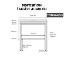 Table de travail en inox Bar 1000x500 mm avec 1 étagère inférieure et dosseret PREMIUM - GOLDINOX