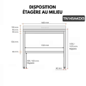 Table de travail en inox Bar 1400x500 mm avec 1 étagère inférieure et dosseret PREMIUM - GOLDINOX