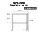 Table de travail en inox Bar 1000x500 mm avec 1 étagère inférieure sur roulettes PREMIUM - GOLDINOX