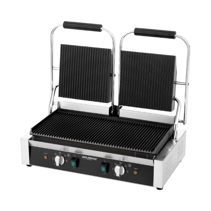 Contact Grill Panini Double Rainuré Haut et Bas - 498 x 283 mm / GOLDINOX
