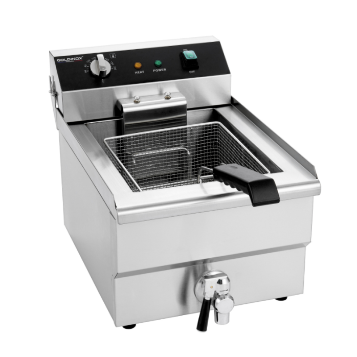 Friteuse électrique à poser professionnelle 16 Litres avec robinet de vidange (400V) IDEAL - GOLDINOX