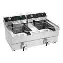 Friteuse électrique à poser professionnelle 16 + 16 Litres avec robinet de vidange (400V) IDEAL - GOLDINOX