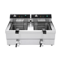 Friteuse électrique à poser professionnelle 16 + 16 Litres avec robinet de vidange (400V) IDEAL - GOLDINOX