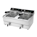 Friteuse électrique à poser professionnelle 16 + 16 Litres avec robinet de vidange (400V) IDEAL - GOLDINOX