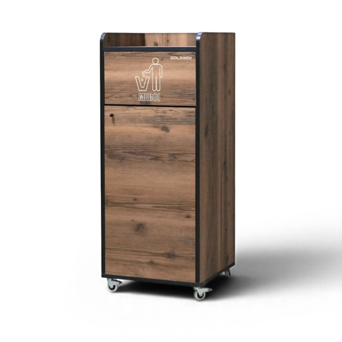 Poubelle snack "MERCI" en bois Baroque 100 Litres PREMIUM - GOLDINOX