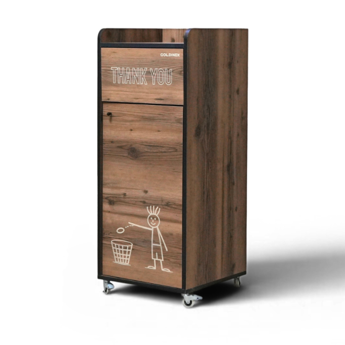 Poubelle snack "THANK YOU" en bois Baroque 100 Litres PREMIUM - GOLDINOX