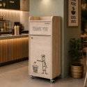 Poubelle snack "THANK YOU" en bois Chêne clair 100 Litres PREMIUM - GOLDINOX