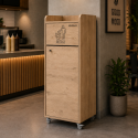 Lot de 4 Poubelles snack "MERCI" en bois chêne clair 100 Litres PREMIUM - GOLDINOX