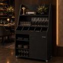 Desserte de service professionnelle avec service haut en bois Noir PREMIUM - GOLDINOX