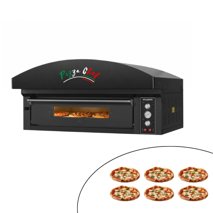 Four à pizza électrique 4 x Ø34 cm (6kW - 380V) avec hotte d'extraction Série "PIZZA CHEF" PREMIUM - GOLDINOX