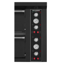 Four à pizza électrique 6 + 6 x Ø34 cm LARGE (16kW-380V) sur roulettes avec hotte d'extraction + moteur Série "PIZZA CHEF" PREMI