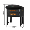 Four à pizza électrique 6+6 x Ø34 cm LARGE (16kW - 380V) sur roulettes et hotte d'extraction Série "PIZZA CHEF" PREMIUM - GOLDIN