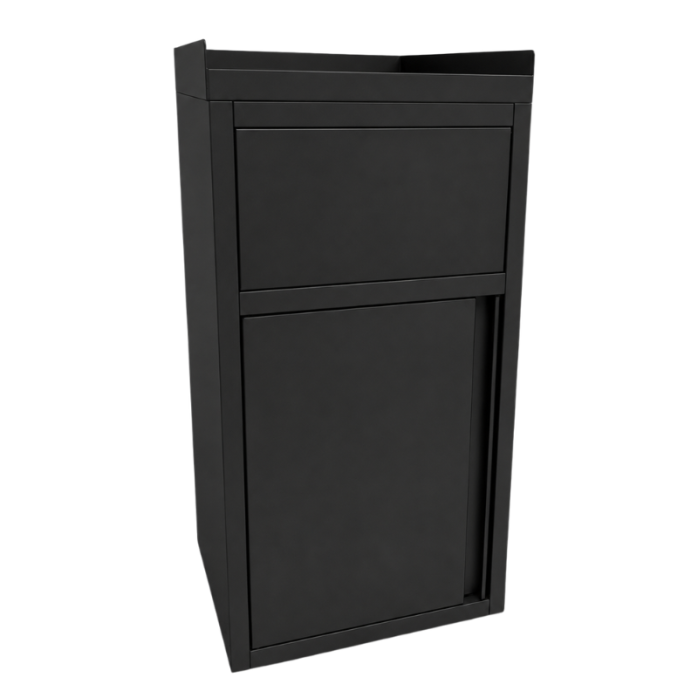 Poubelle snack en inox avec bac plastique (560x530x1230mm) PREMIUM - GOLDINOX