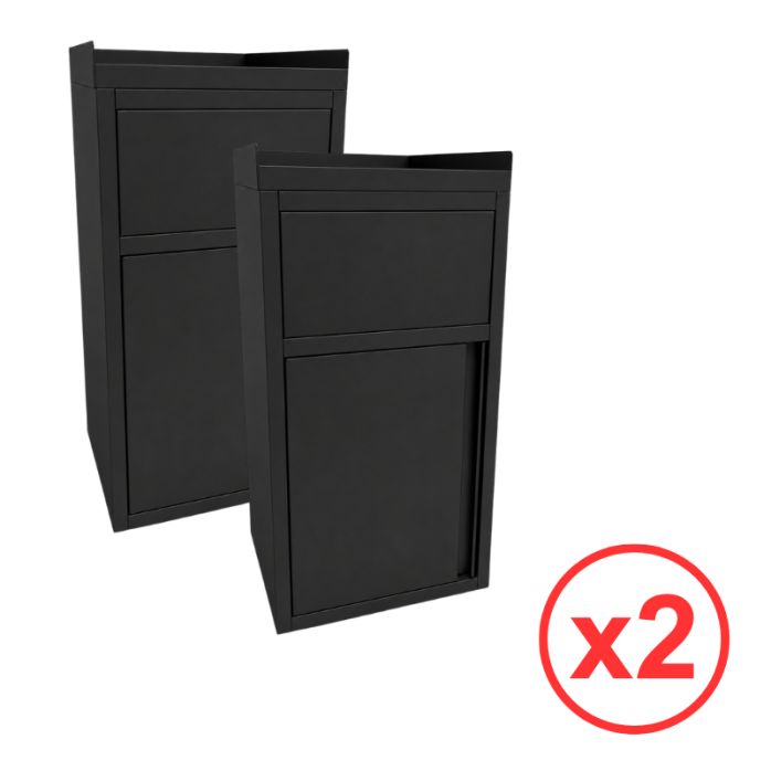 Lot de 2 poubelles snack en inox avec bac plastique (560x530x1230mm) PREMIUM - GOLDINOX